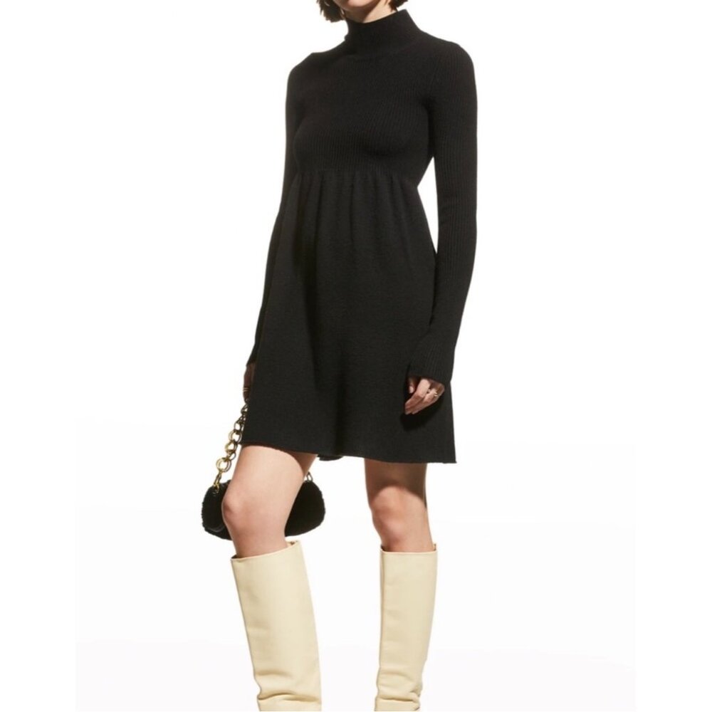 Rebecca Taylor 100% Merino Wool Black Turtleneck Sweater Dress S NWT